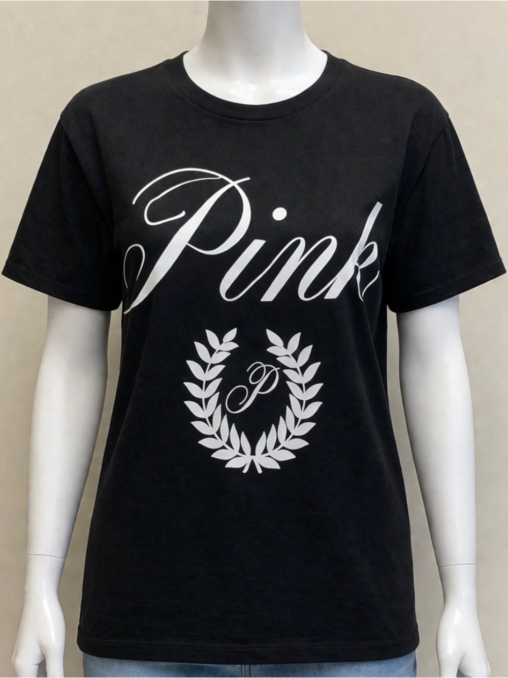 New Victoria's Secret PINK Campus Shirt (L) Short Sleeve Top Varsity Tee NWT